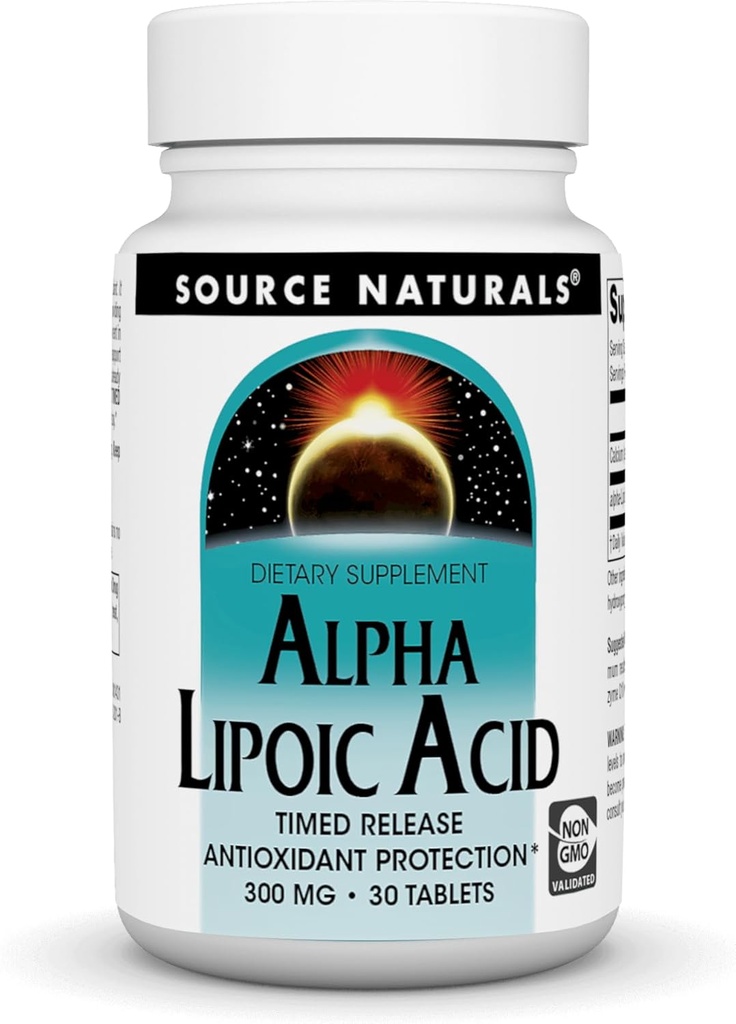 Source Naturals Alpha Lipoic Acid - Sağlıklı Şeker Metabolism, Liver Function & Energy Generation *, 300 mg - 30 Zaman Yayın Tabletleri