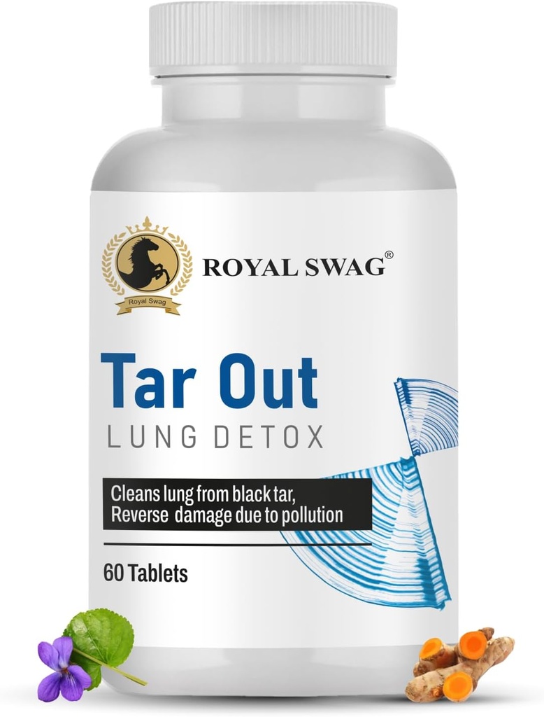 ROYAL SW Ayurvedic Lung Detox Tabletleri (60 Kont) Vejetaryen, Herbal Supplement, Mulethi, Vasava, Pippali, ve Turmeric | Lung Cleansing ve Detoxification için