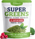 Green Juice Toz. Supergreens Superfood Toz. Bloating ve Digestion için Detox Greens. Veggie Toz Probiyotiks & Enzymes ile. Chlorella, Spirulina, Buğday Grass, Ashwagandha. 32 Superfoods