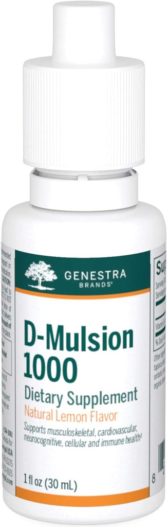 Genstra Brands D-Mulsion 1000 - Sıvı Vitamin D Supplement - Doğal Limon Flavor - 1 Fl Oz