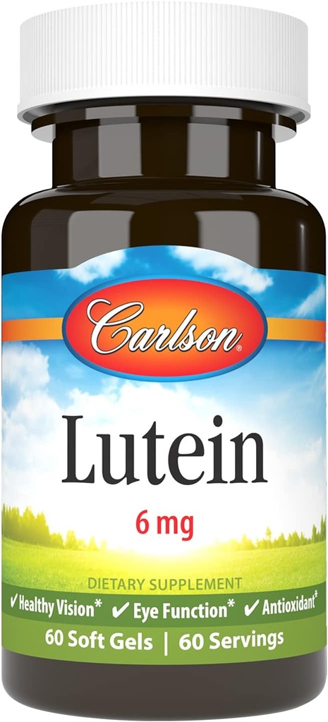 Carlson - Lutein, 6 mg, Healthy Vision & Eye Function, Antioxidant, 60 Softgels