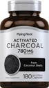 Piping Rock Aktif Charcoal Pills | 780 mg | 180 Capsules | Coconut Shells | Non-GMO, Gluten Free Supplement Supplement