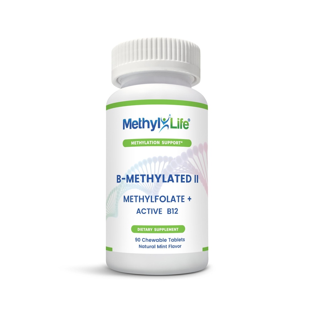 Methylated II, Pure Farm Grade Profesyonel Güçlü Aktif Folate ve B12 (Methylated II, Pure Pharmaceutical Grade Professional Strength Active Folate and B12) - 3 Ay Supply. Chewables