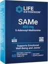 Life Extension Same, S-Adenosyl-Methionine, 400 mg, Best-Selling Mood Health, Liver Health and Joint Support Supplement, Non-GMO, Vegetarian, Gluten Free, 60 enteric-Coated Tabletler