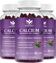 Calcium Magnesium Zinc Gummies with Vitamin D3 - High Absorption Complex Calcium Supplement with Sea Moss, Elderberry for Bone, Muscles, Immune, Mood & Sleep Support, Vegan - 60 Gummies (3 Pack)