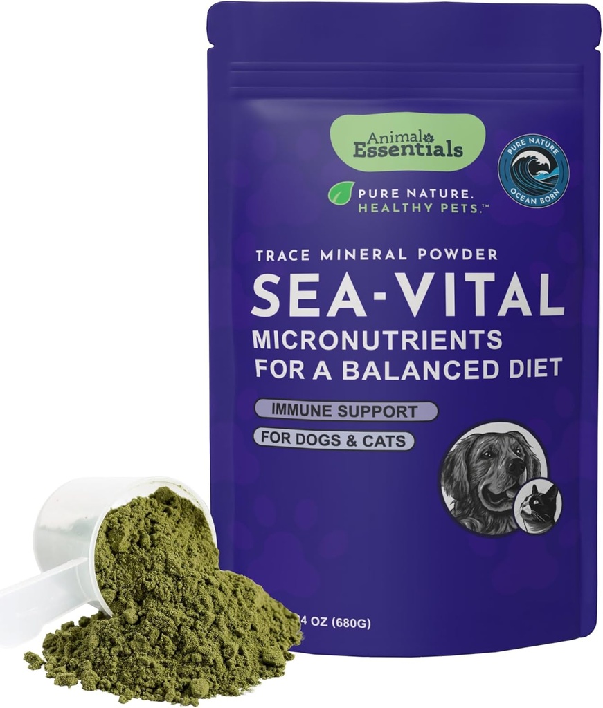 Animal Essentials Ocean Kelp for Dogs & Cats - Tiroid Desteği, Tiroid Tamam, Deniz Kelp, Kelp Toz, Trace Mineral Tamam - 24 Ozp Toz, Trace Mineral Supplement - 24 Ozp