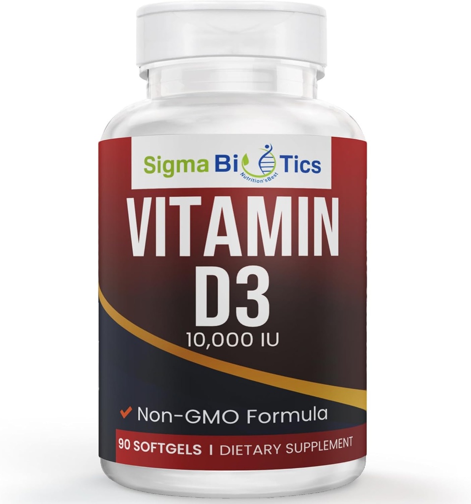 Yüksek Lisans Vitamini D 10.000 İ - Bone & Immune Support Supplements - Non-GMO Vitamin D Yumuşakgels fordis Abors & Wellness - 250 mcg Cholecalciferol - 60 Softgels