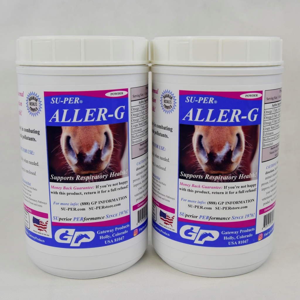 SU-PER Aller-G Respiratory Support for Horses - Horse Antioksit Sistemi ve Lung Desteği - Tüm enerji ve Çevre Kirliliği - 2.5 Pound, (2 Pack)