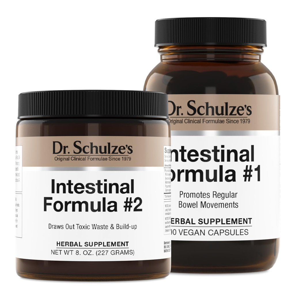Dr. Schulze'nin Intestinal Formula #2 (8 Ounces) ve Intestinal Formula 1 Capsules (90 Capsules) - Organik Herbal Supplements