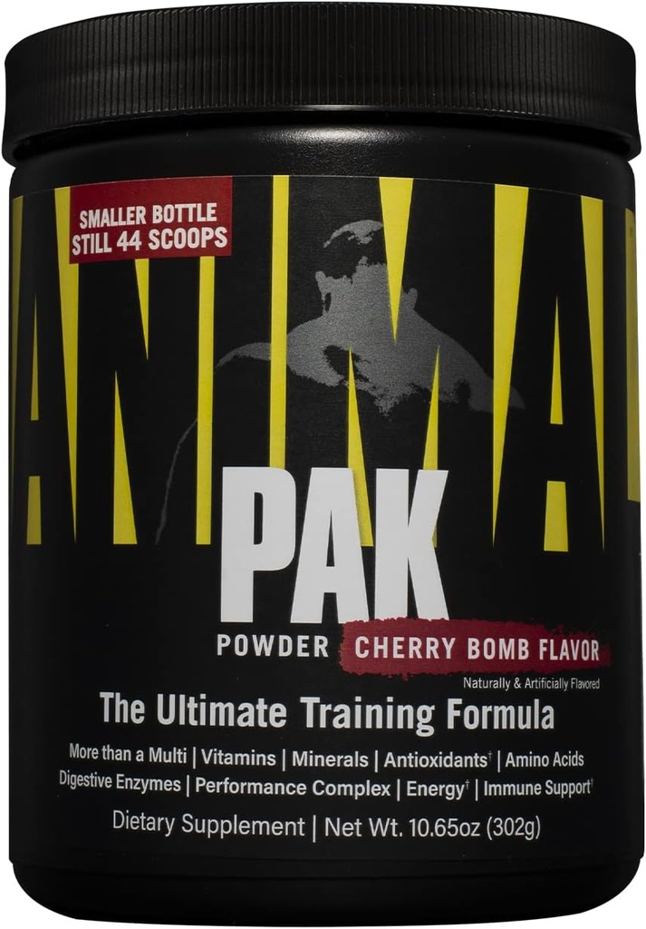 Animal Pak – All-in-One Vitamin & Supplement Toz – çinko, Vitaminler C, B, D, Amino Asitler ve Daha Fazlası – Kadınlar ve Erkekler için Spor Beslenme Performansı - 44 Scoops, Cherry Bomb