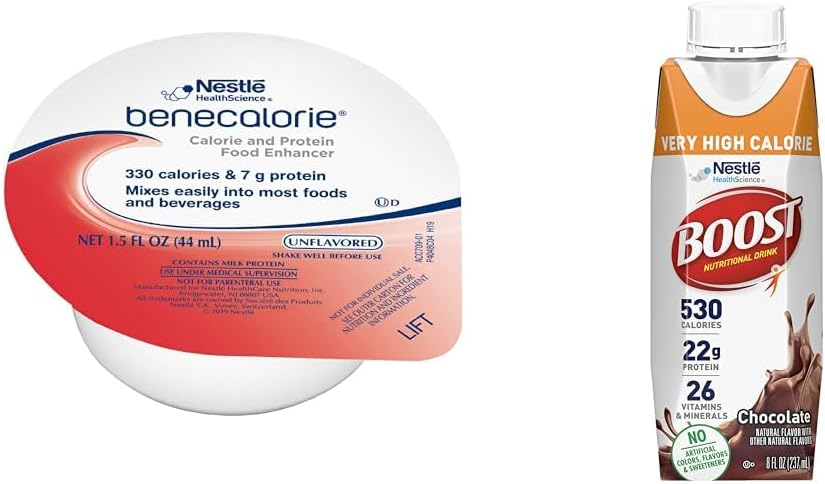 Benecalorie Calorie and Protein Enhancer - Χωρίς γεύση (330 θερμίδες, 7g πρωτεΐνη) - 1,5 fl oz Cups & Boost Πολύ υψηλή σοκολάτα θερμίδων Διατροφικό ποτό – 22g πρωτεΐνη, 530 θρεπτικά πλούσια θερμίδες, 8 FL