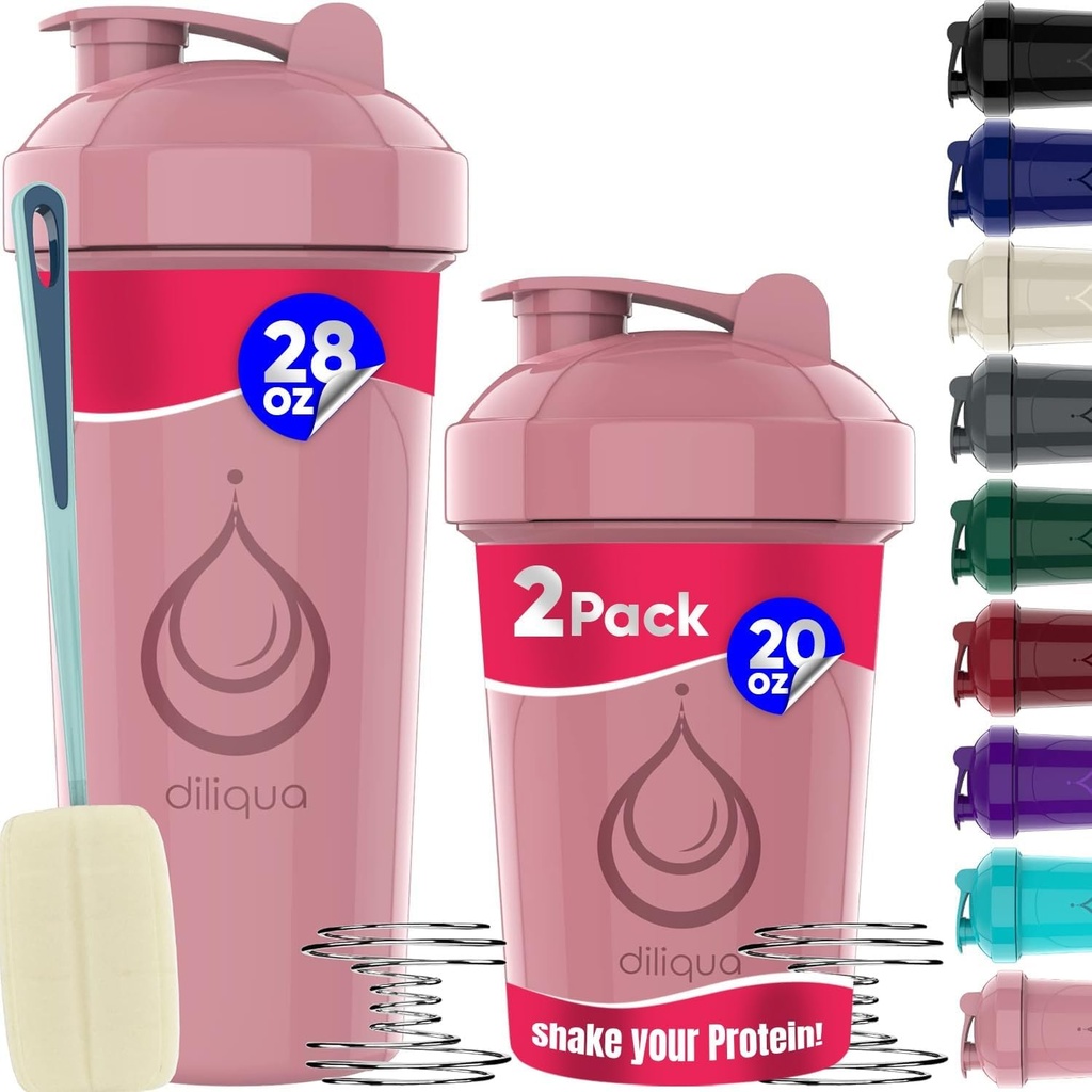 2 PACK, 28 oz & 20 oz Shaker Şişeler Protein Mixes için Güçlü Tel Whisks ile | Leakproof Blender Shaker Şişe Paketi | Domuzlu Şişe | Shaker Şişe | Shaker Kupası