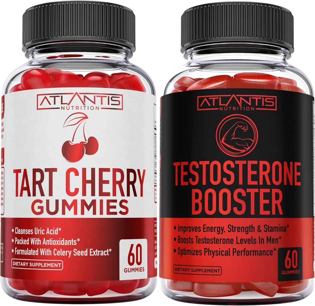 Atlantis Beslenme Tart Cherry 60 Gummies + testosteron ATM 2Pack (120 Gummies)