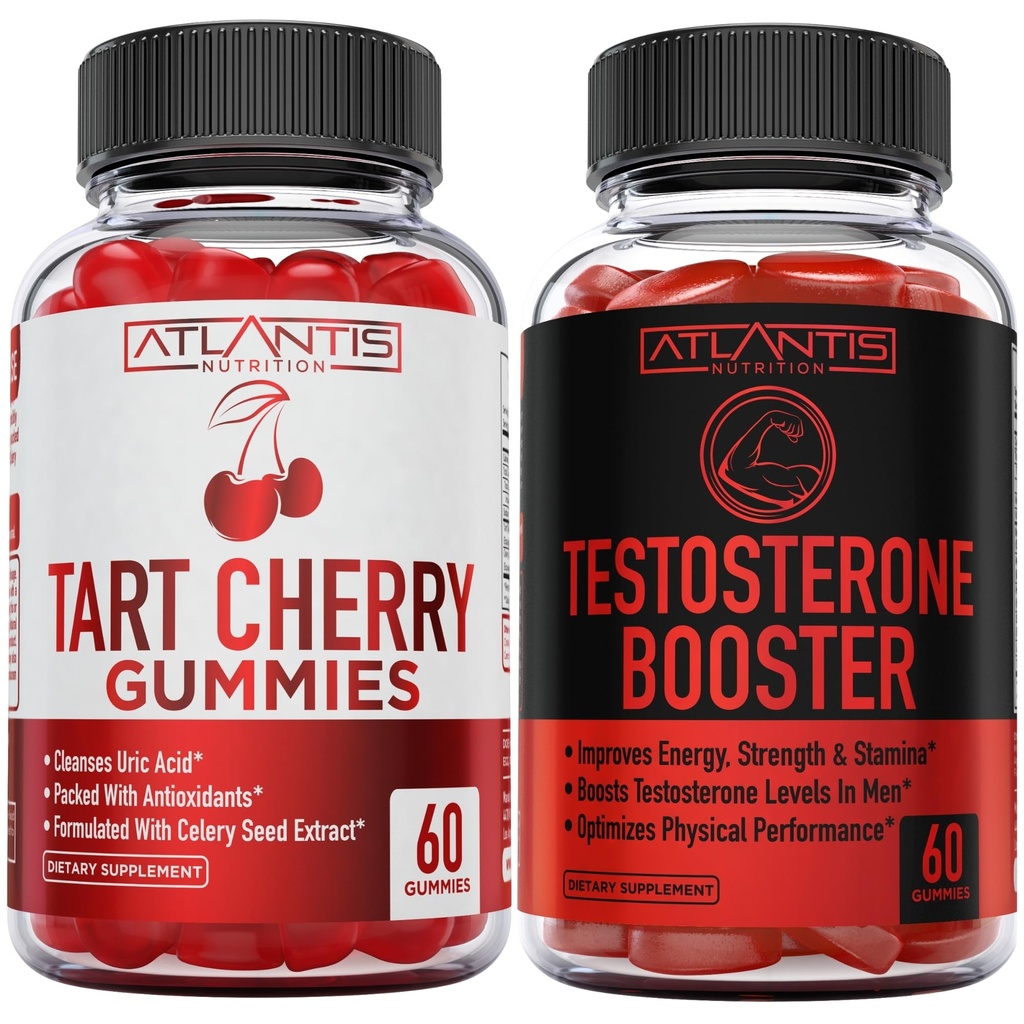 Atlantis Beslenme Tart Cherry 60 Gummies + testosteron ATM 2Pack (120 Gummies)