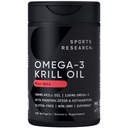 Sports Research® Omega-3 Krill Oil 500mg - Pure Antarctic Superba Krill με Φωσφολιπίδια, Χολίνη & Ασταξανθίνη - MSC Certified Sustainable, Non-GMO Επαληθευμένο & Χωρίς Γλουτένη - 120 Mini-Gels