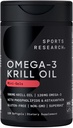 Sports Research® Omega-3 Krill Oil 500mg - Pure Antarktika Superba Krill with Phospholipids, Choline & Astaxanthin - MSC Sertifikalı Sürdürülebilir, Doğrulanmış ve Gluten Free - 120 Mini-Gels