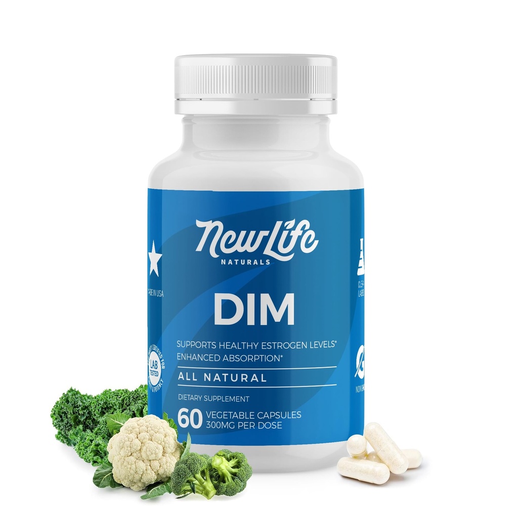 NewLife Naturals DIM Supplement 300mg for Women & Men - Hormonal Acne, Estrogen Balance Pills, Post Menopause Relief | Sağlıklı Estrogen Seviye | Hormonal Denge - Bioperine | P - 60 Day Supply