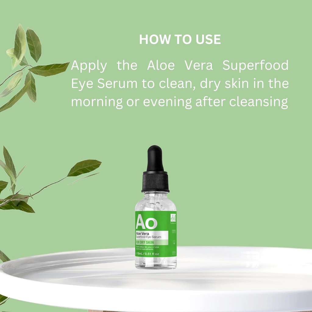 Dr Botaniks Aloe Vera Eye Serum | Eye Serum for Dark Circles and Puffiness - Hydrating and Soothing Formula for Plantp - Puffiness and Fine Lines | Under Eye Serum | 0.15 fl oz