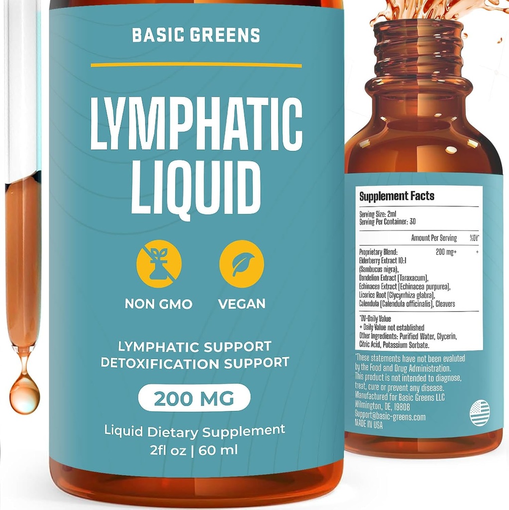 Lymphatic Support Liquid – Natural Immune ATM for Lymphatiage, Akışkanlar Dengesi ve Günlük Temizleme, Easy - Absorb Liquid Formula for Wellness Support, 2 Fl Oz Oz
