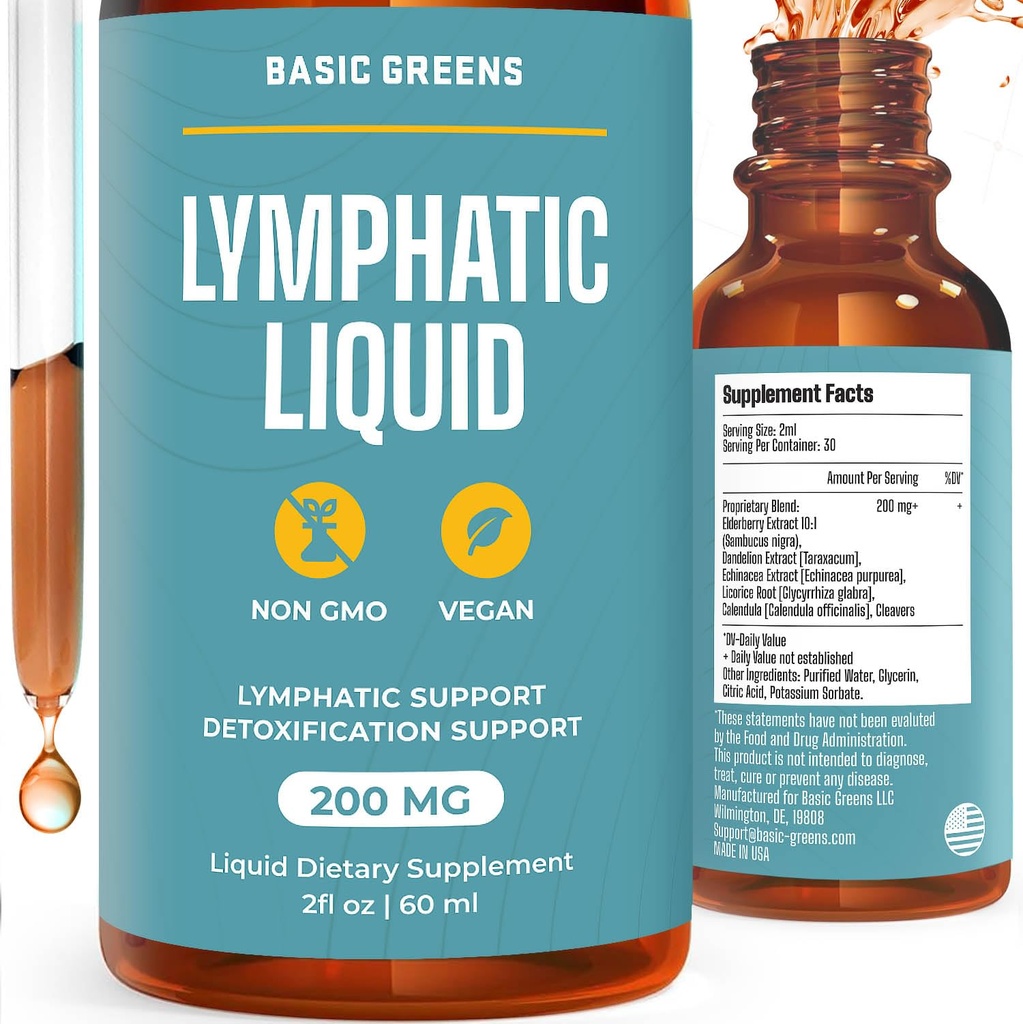 Lymphatic Support Liquid – Natural Immune ATM for Lymphatiage, Akışkanlar Dengesi ve Günlük Temizleme, Easy - Absorb Liquid Formula for Wellness Support, 2 Fl Oz Oz