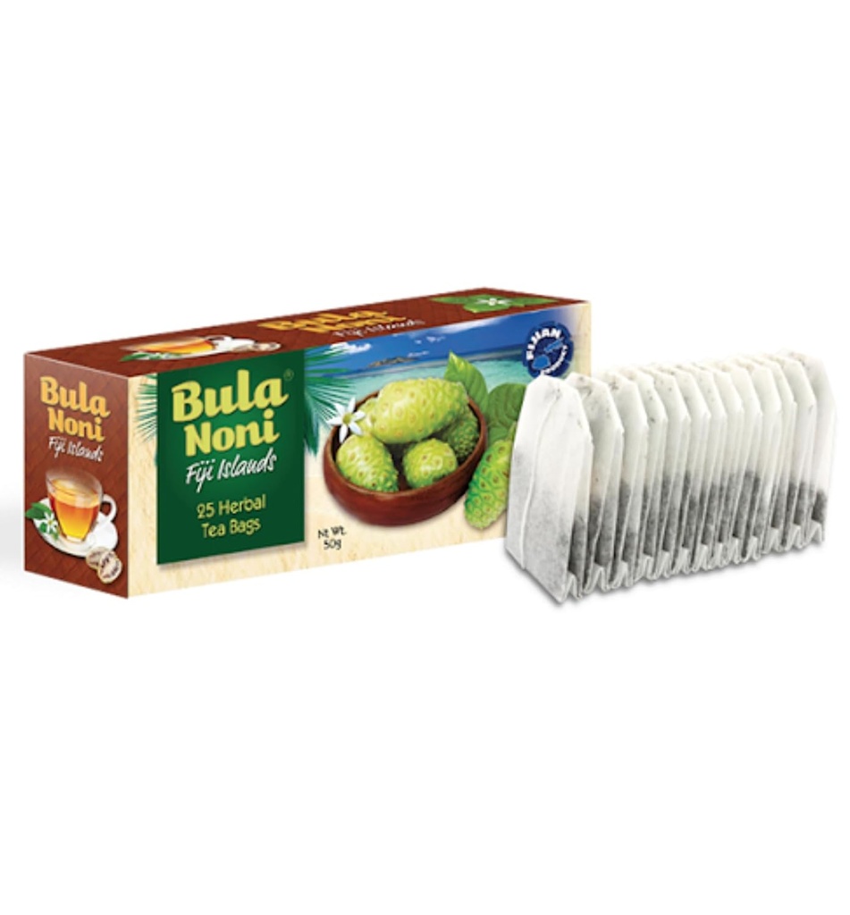 Bula Noni - Noni Herbal Tea - 25 Tea Bag (50g) Pure Ceylon Yeşil Çay, Noni Fruit Leaves... From FIJI