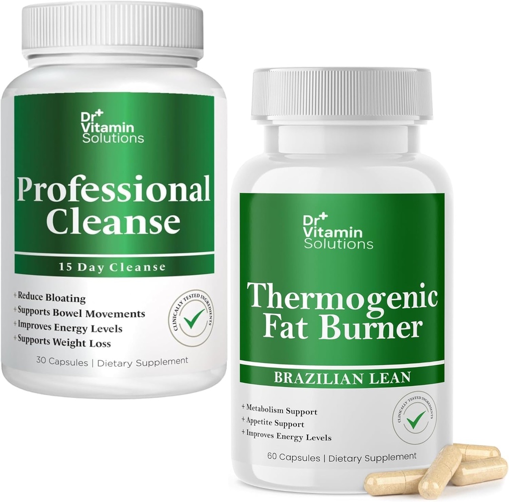DR VITAMIN SOLUTIONS Professional Detox Cleanse and Thermogenic Fat Burner Sche - 15 Günlük Kilo Yönetimi, Gut Health ve Bloating Relief - 2Pack of each