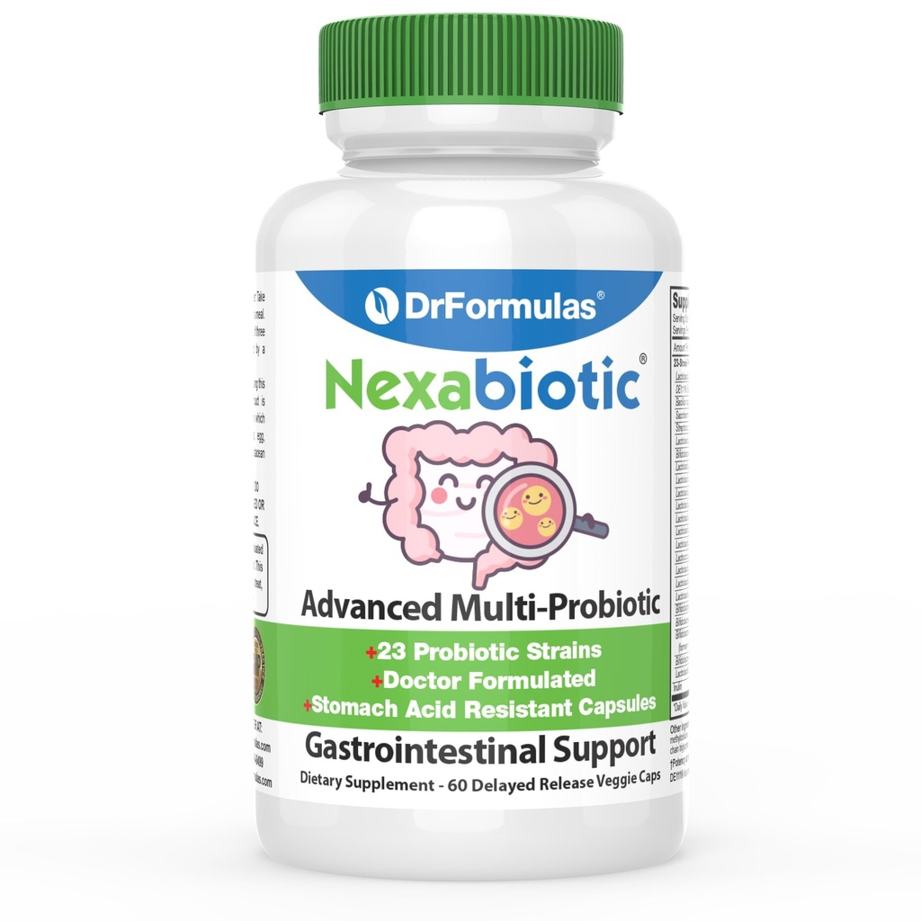 DrFormulas' Best Probiyotiks for Women & Men | Nexabiyotik Multi Probiyotik with Saccharomyces Boulardii, Lactobacillus Acidofilius, B. babyis, Prebiyotik 60 Kont Capsules (Not Pearls)