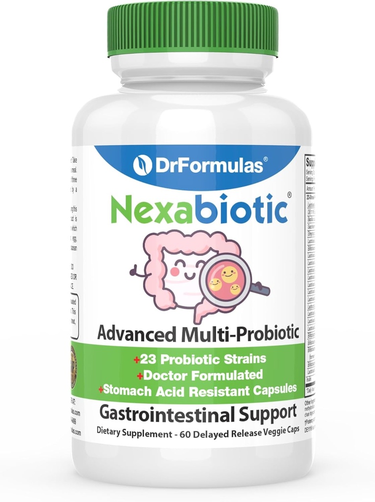 DrFormulas' Best Probiyotiks for Women & Men | Nexabiyotik Multi Probiyotik with Saccharomyces Boulardii, Lactobacillus Acidofilius, B. babyis, Prebiyotik 60 Kont Capsules (Not Pearls)