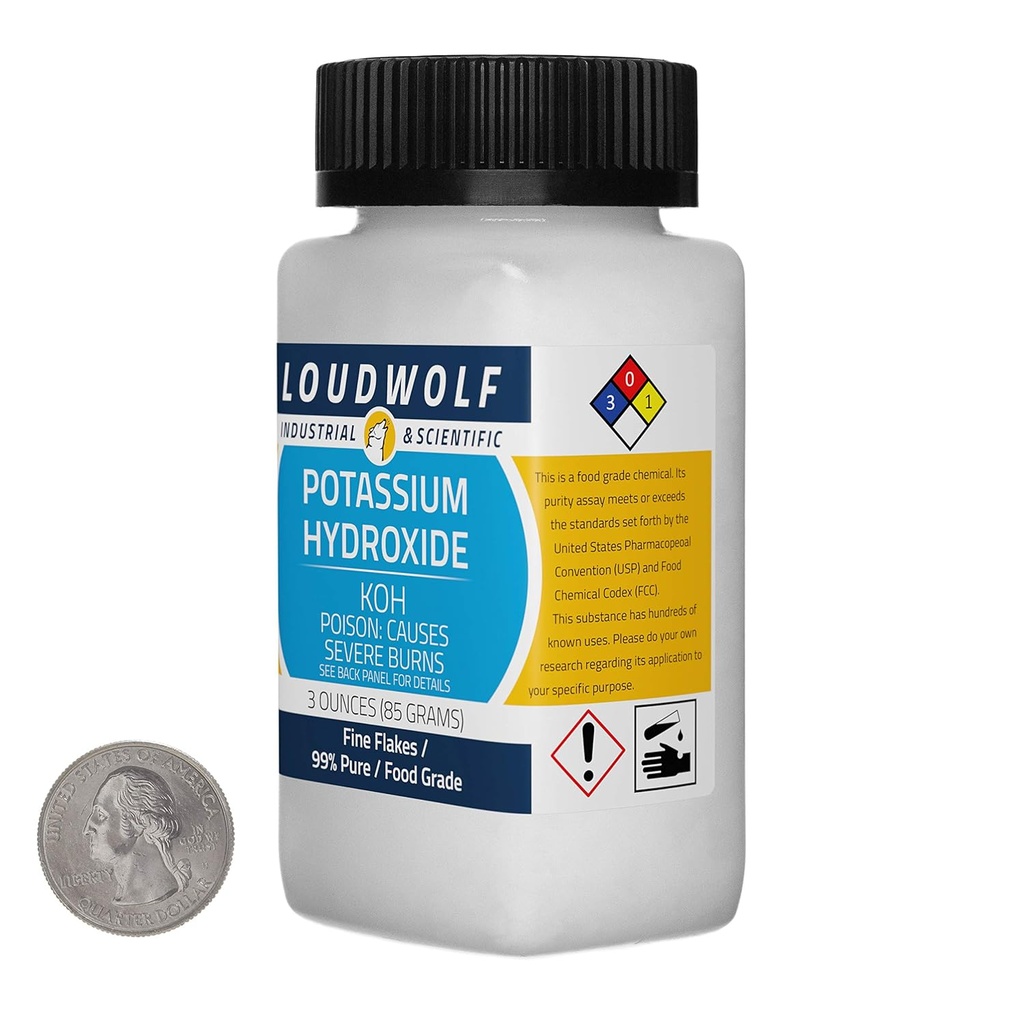 Potasyum Hidroxide / 3 Ounce Şişe /% 99 Saf Gıda Not/Fine Flakes