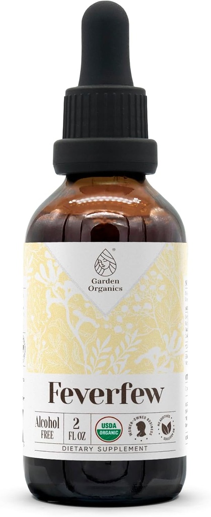 Ateşfew USDA Organik Alkol Ücretsiz Ekstraksiyon | Diyetsel Tamam, Yüksek Yeterlilik Tincture | Doğal sertifikalı Organik Ateşfew (Tanacetum parthenium)