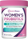 Doctor's Recipes Probiotics for Women, Organic Prebiotics and Probiotics for Digestive Health, Vaginal Health, 70 Billion CFU, 10 Strains, Shelf Stable, 30 Capsules