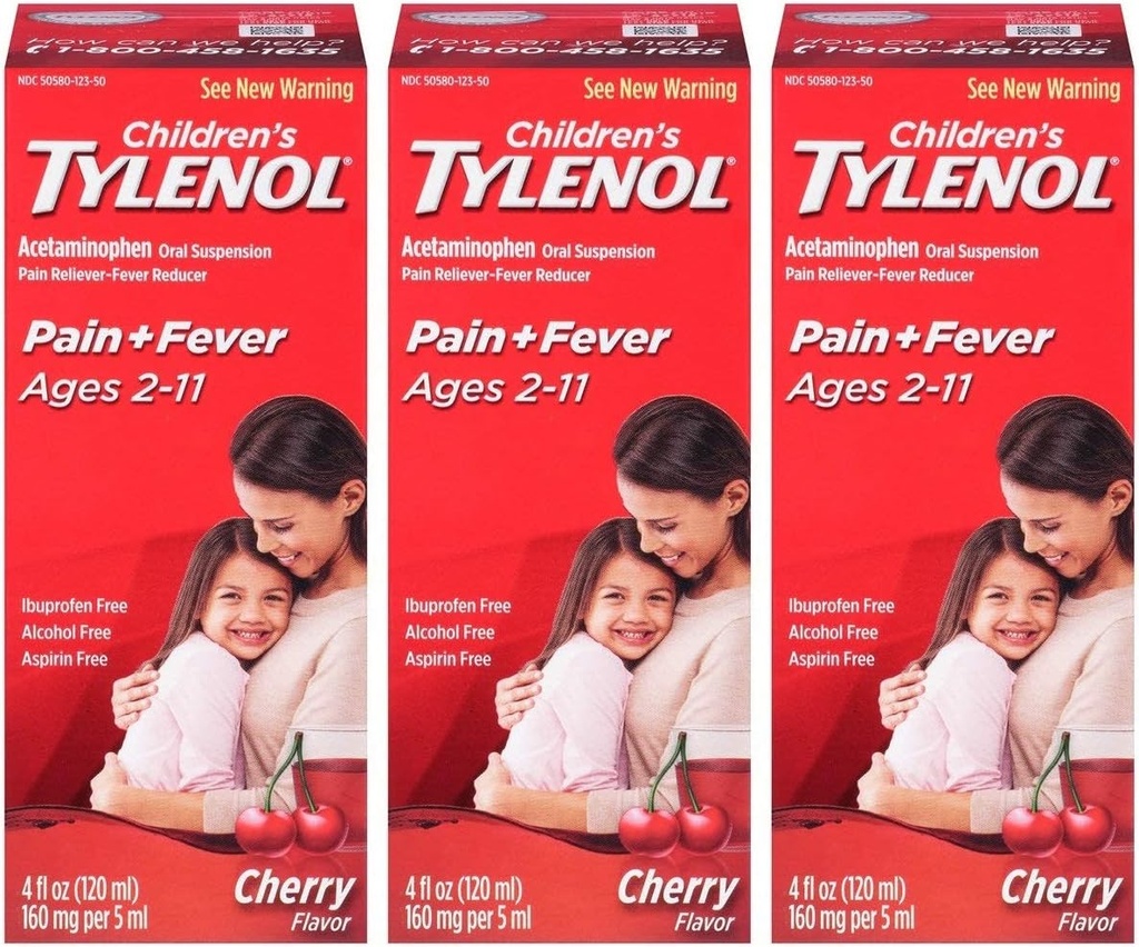 Tylenol Chld Cherry Liq Μέγεθος 4 fl oz Tylenol Παιδική Cherry Blast Συσκευασία πόσιμη αναστολή των 3