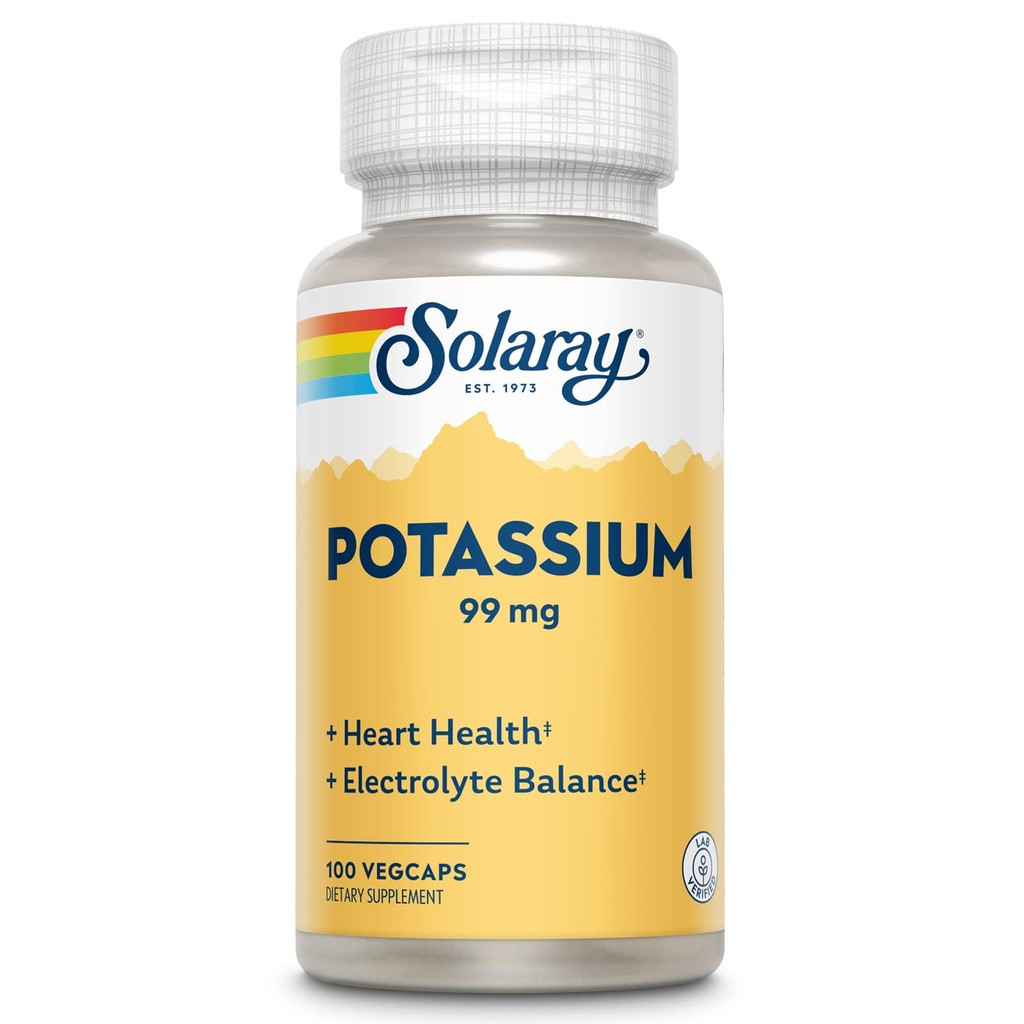 Solaray Pyum 99 mg - Elektrolyte Balance Formula - Elektrolytes, Vascular ve Kalp Sağlığı Desteği için Potasyum Tamamlama - 60 Günlük Para Geri Garanti, Lab Onaylandı, 100 Hizmet, 100 VegCaps