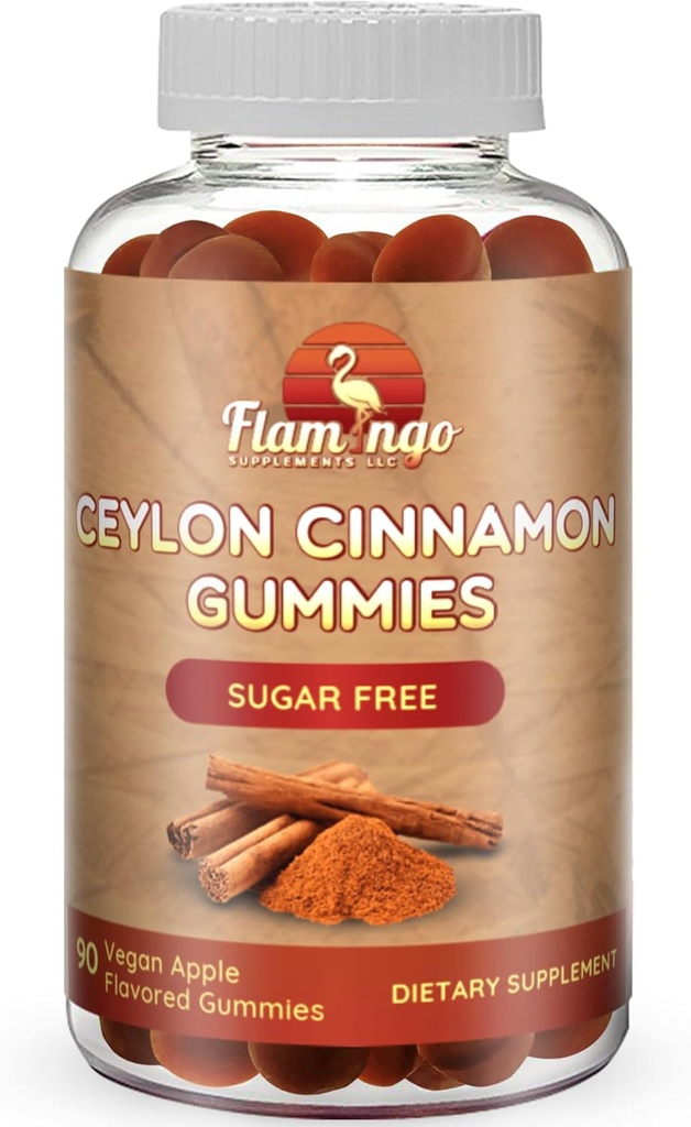 Sugar Free Ceylon Cinnamon Gummies Sugar Regulation, Neuroprotective- Supplement with Chromium and Cinnamon Bark- Alternative to Cinnamon Capsules - 90 Chews
