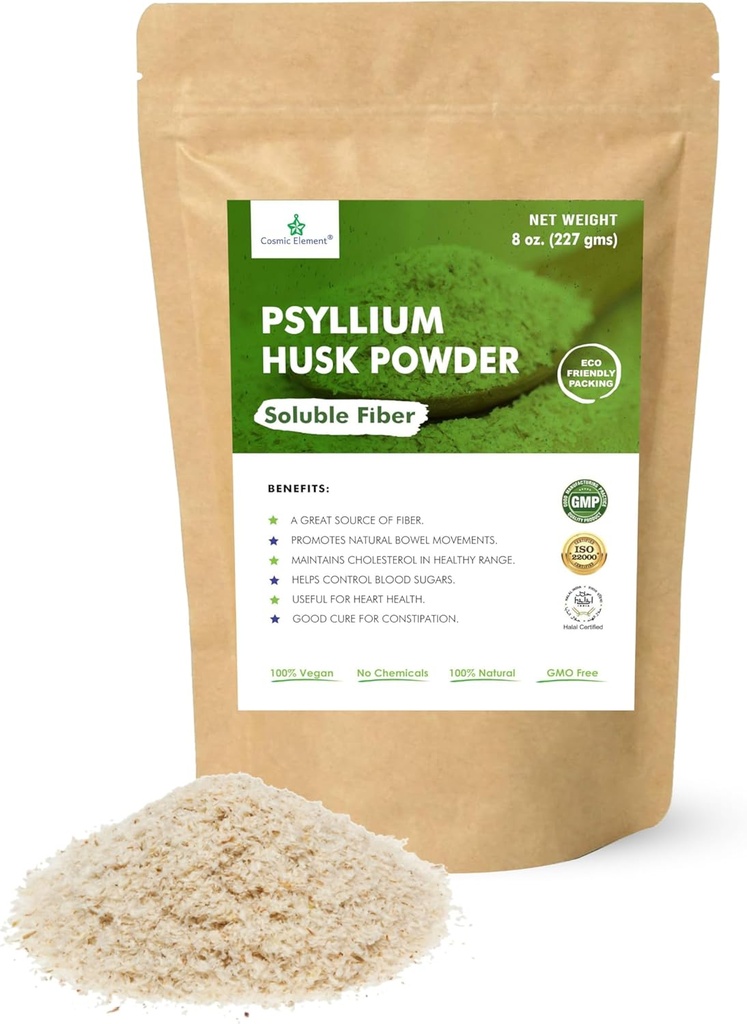 Κοσμικό στοιχείο 100% Καθαρή σκόνη Psyllium Husk Βιολογικό – Πρόσθετο ινών λεπτού εδάφους για την κανονικότητα & Κέτο 