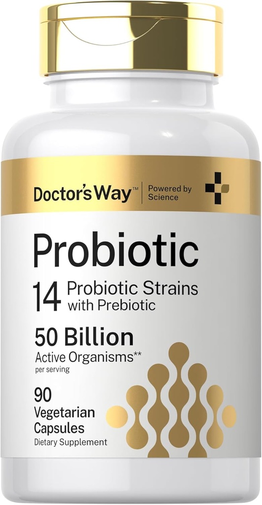 Doktor'un Way Probiyotik Supplement | 50 Milyar Aktif Organizm | 90 Capsules | 14 Strains with Prebiyotik | for Men and Women | Vegetarian, Non-GMO, Gluten Free