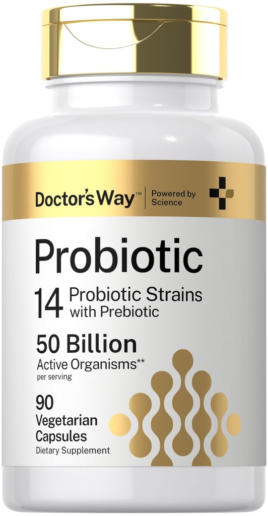 Doktor'un Way Probiyotik Supplement | 50 Milyar Aktif Organizm | 90 Capsules | 14 Strains with Prebiyotik | for Men and Women | Vegetarian, Non-GMO, Gluten Free