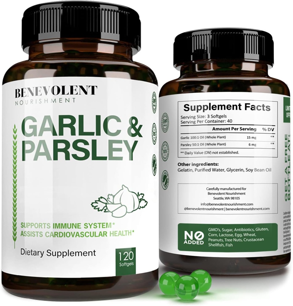 Benevolent Supplement Supplements Odorless - 1500 MG Aged Extract Oil Capsules, 120 Softgels - Antioksi Immunity Support Pil Pills & Sağlıklı Kolesterol Seviyelerini Teşvik Ediyor - GMO 40 Day Supply