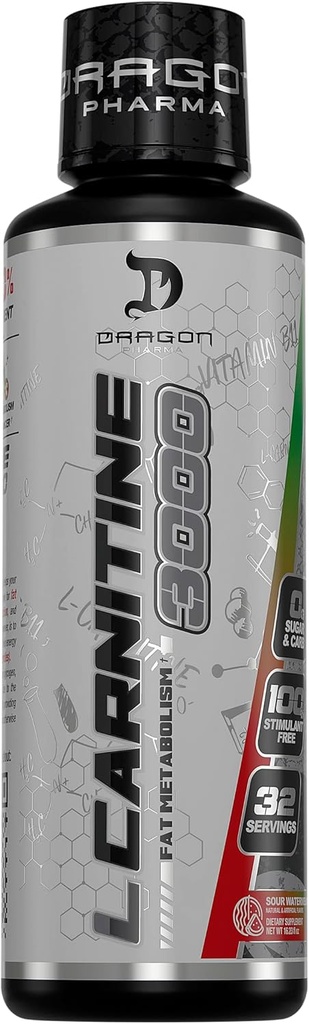 DRAGON PHARMA L-καρνιτίνη 3000, συμπλήρωμα αμινοξέων, αύξηση της διαθέσιμης ενέργειας και προπόνηση σκληρότερο, υποστηρίζει τον έλεγχο όρεξης (32 υπηρεσίες, καρπούζι)