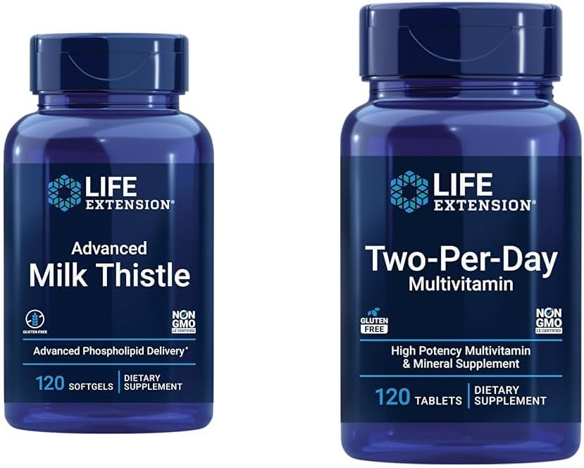 Life Extension Advanced Milk Thistle 120 Softgels ve Two-Per-Day High Potency Multi-Vitamin & Mineral 120 Tabletler