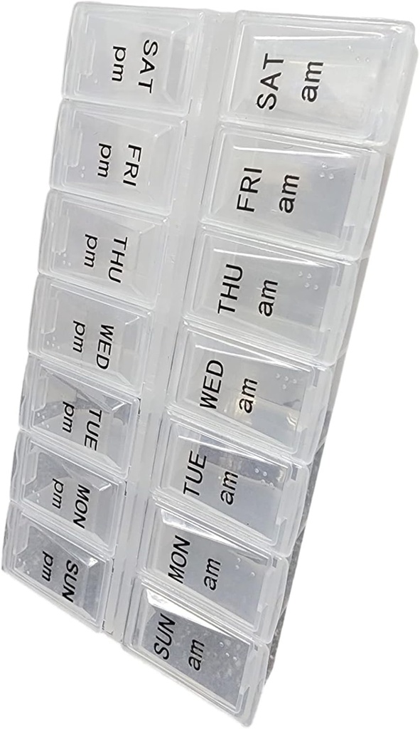 Bir Gün Pill Organizer, Haftalık Gün ve Gece Pill konteyneri, Gün ve Gece İlaçları veya Sabah Için Vitamini AM PM Ayrımı (İngilizce).