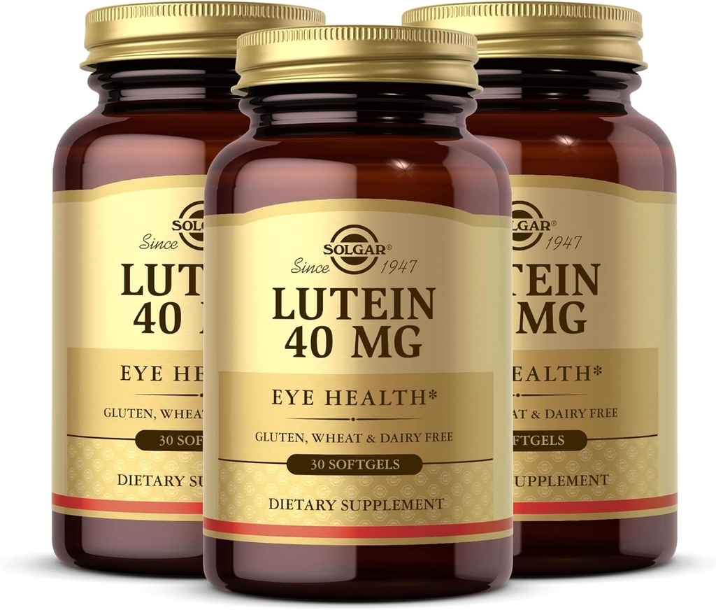 Solgar Lutein 40 mg, 30 Softgels (Pack of 3) - Υποστηρίζει την υγεία των ματιών - Βοηθά φιλτράρισμα έξω μπλε φως - Περιέχει FloraGLO Lutein - Χωρίς γλουτένη, χωρίς γαλακτοκομικά - 90 Σύνολο εξυπηρετούν