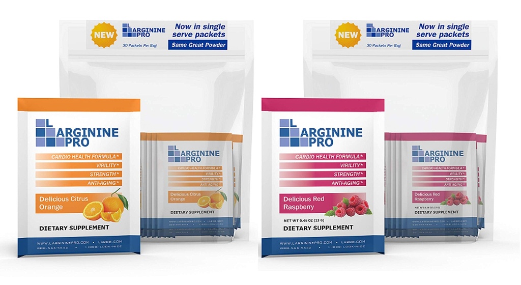 L-ARGININE PRO Supplement Toz | 60 Packets Single Serve Travel Size | L-arginine Plus 1,100 mg L-Citrulline, Raspberry & Orange