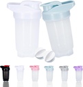 Shaker Şişe Protein Shakes Cup ve 10Ounce/300ML Shaker-Bottle with Whisk Balls, protein Shakers Şişes Set, Non-BPA plastik (Beyaz+ Blue(2ücretli)))