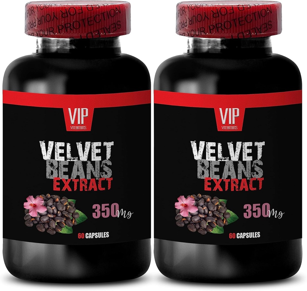 mucuna pruriens Extract - Velvet Beans - Deep ve Rejuvenating Relaxasyon için Tamam, Mucuna Pruriens, Fiziksel Performans ATM, Focus ve Clarity Supplement, Stres Yardımı, 2 Bot, 120 Caps
