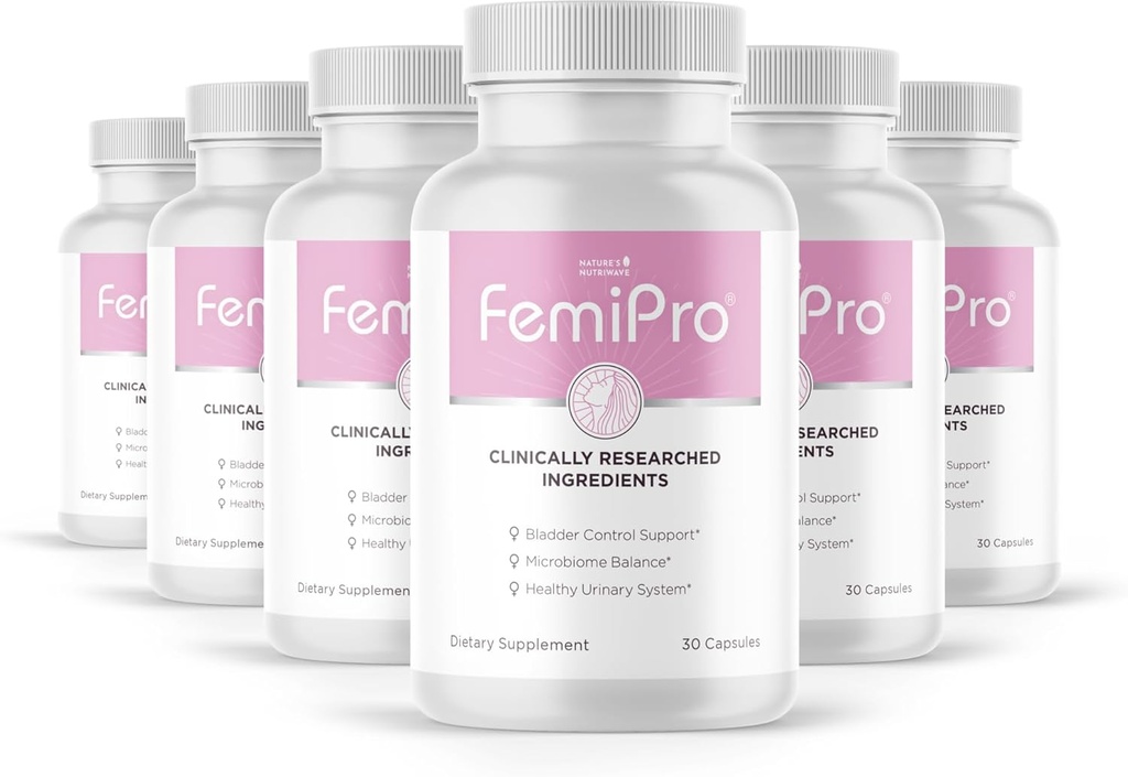 Femipro Bladder Control Supplements for Women & Men, Natural Herb & Probiyotik Mix, Supports Urinary Tract Health & Microbiome Balance | Made in USA Non-GMO, 30 Capsules, 6 Ay Supply