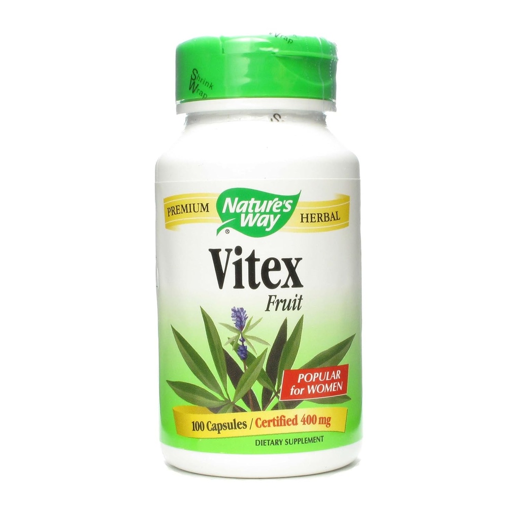 Natures Way Vitex Φρουτοκάψουλα, 400 Mg - 100 ανά συσκευασία - 6 συσκευασίες ανά θήκη.