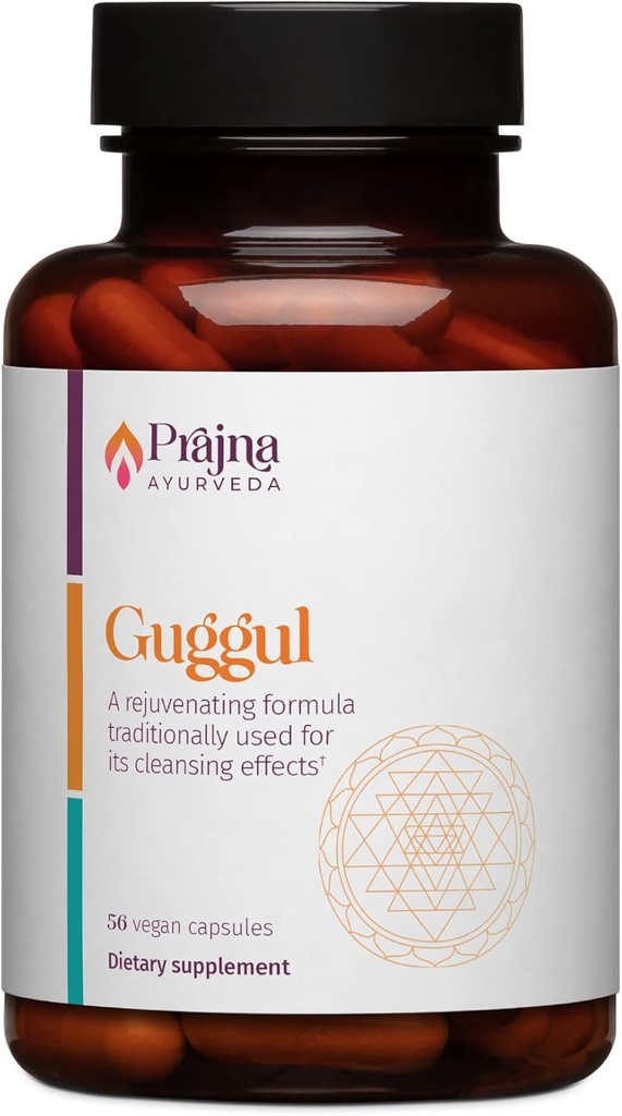 Sağlıklı Yol Dr. Kulreet Chaudhary's Prajna Ayurveda Guggul Formula Geleneksel olarak Zihin ve Vücut Temizlemek için kullanılır (56 Capsules- 500 mg)