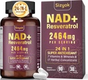 Συμπλήρωμα NAD, Liposomal NAD+ Συμπλήρωμα με ρεσβερατρόλη, συμπλήρωμα ρεσβερατρόλης NAD - Boost NAD+ για την άμυνα γήρανσης, ενέργεια, εστίαση - κάψουλες Ultra Antioxidant,181