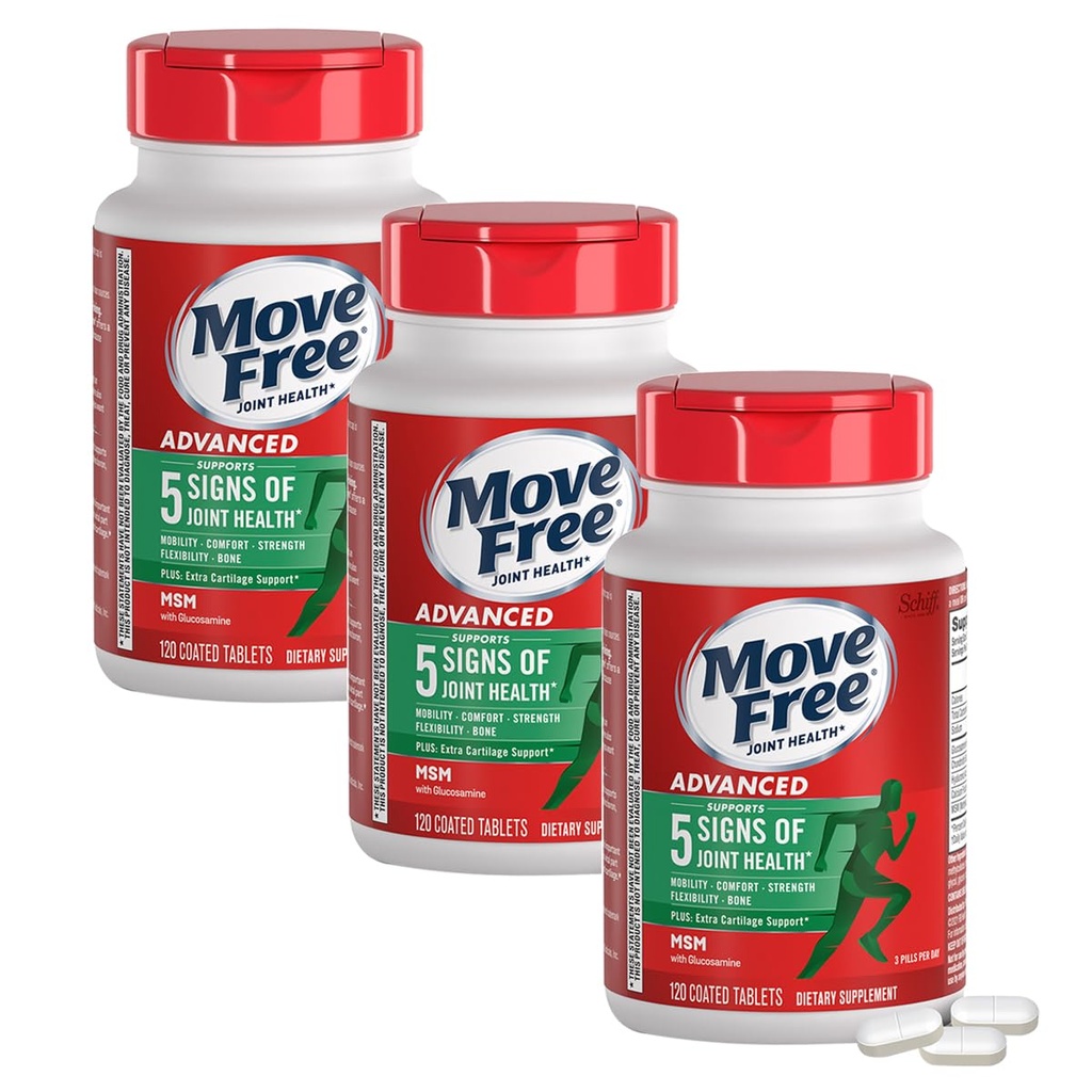 Free Advanced Glucosamine Chondroitin MSM Ortak Destek Tamamını Harekete Geçin, Supports Mobility Comfort Flexability & Bone - 120 Count (Pack of 3)